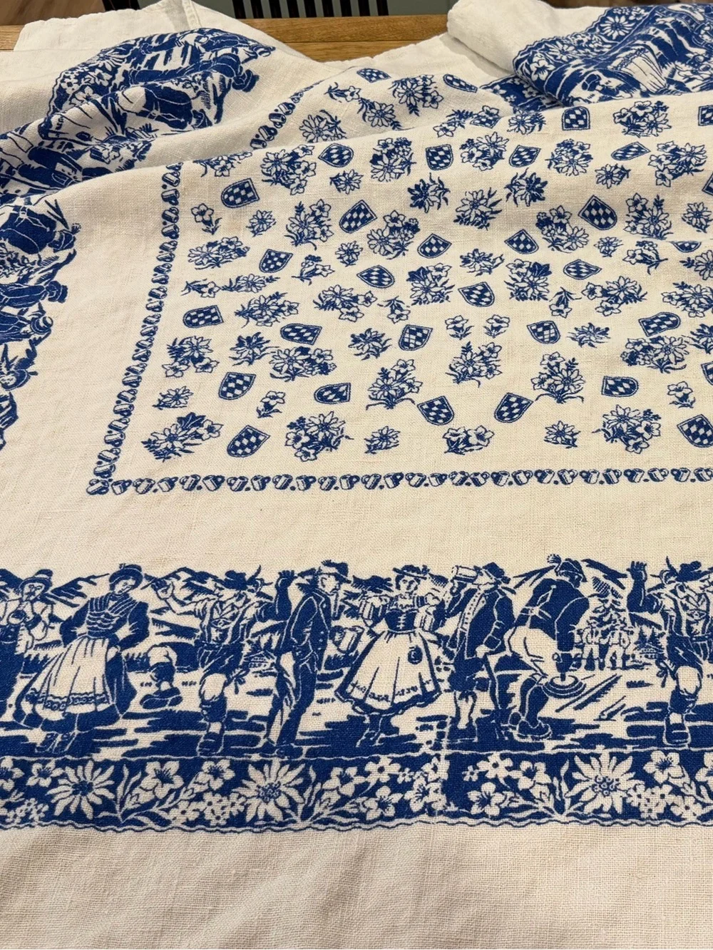 Blue & White Vintage Tablecloth
